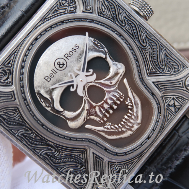 Bell Ross Replica Aviation BR01 Leather strap 46MM - WatchesReplica.is