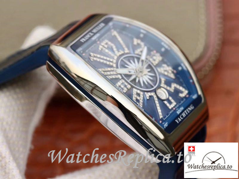 Swiss Franck Muller Vanguard Replica V45 002 Blue Strap 45MM - WatchesReplica.is