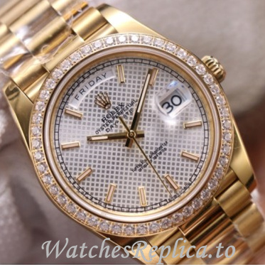 Swiss Rolex Day Date Replica 228348 Yellow Gold strap 40MM - WatchesReplica.is