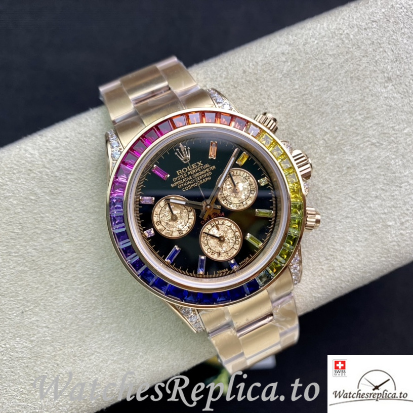 Swiss Rolex Daytona 116598RBOW Replica Rose Gold strap 40MM - WatchesReplica.is