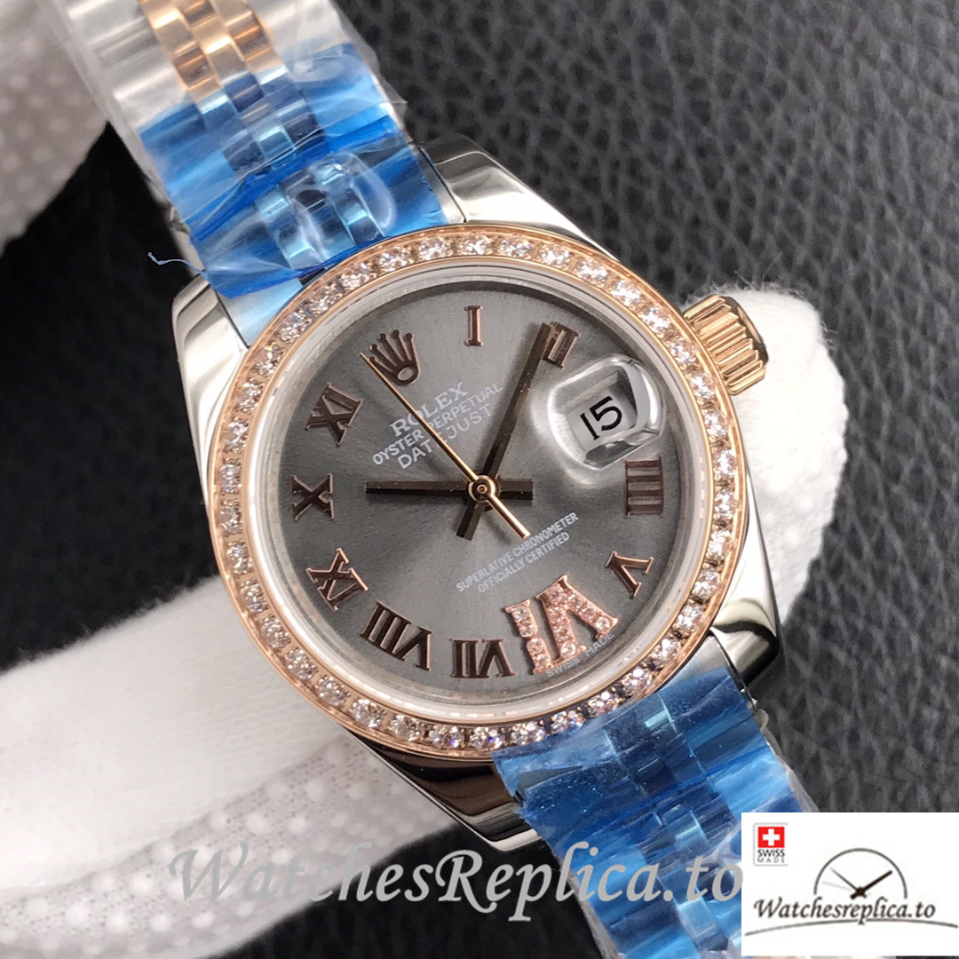 Swiss Rolex Datejust Replica 279174 Stainless steel strap 28MM Silver Dial Diamonds - WatchesReplica.is