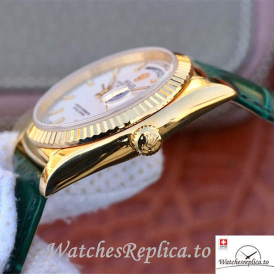Swiss Rolex Day-Date Replica 118138 Leather strap 36MM - WatchesReplica.is