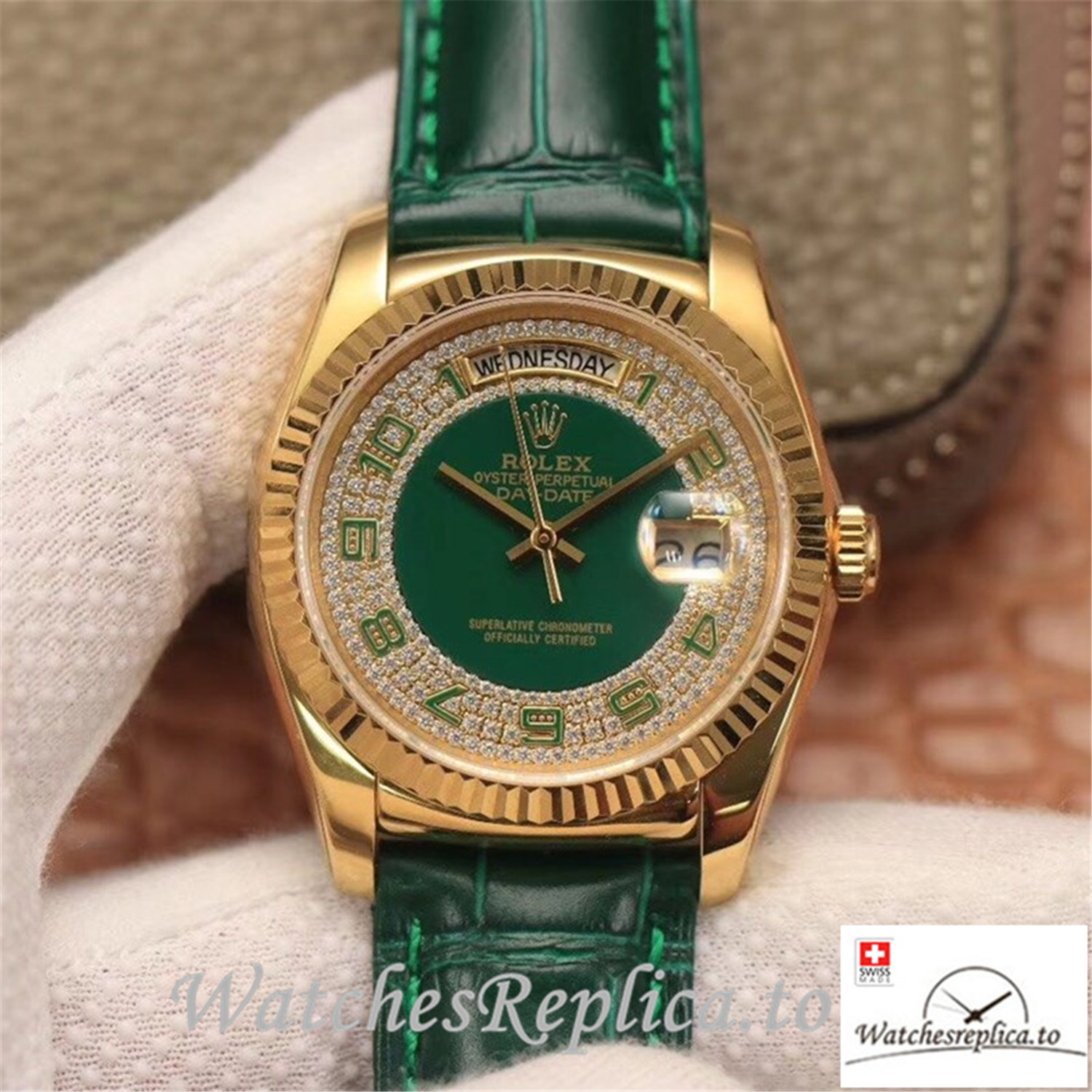Swiss Rolex Day-Date Replica 118118 Number Markers 36MM - WatchesReplica.is