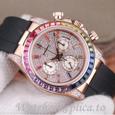 Swiss Rolex Daytona Replica 116598RBOW Rubber strap 40MM - WatchesReplica.is