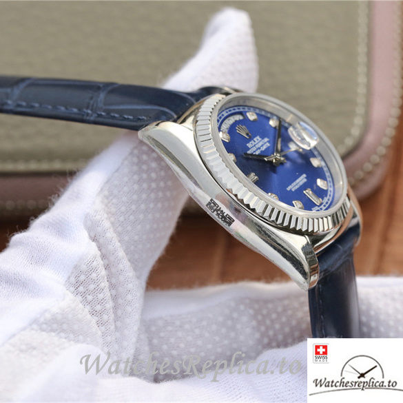 Swiss Rolex Day-Date Replica 118139 Leather strap 36MM - WatchesReplica.is