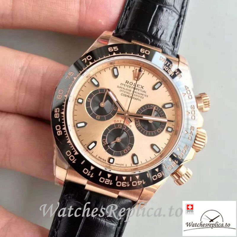 Swiss Rolex Daytona Cosmograph Replica 116515LN 004 Black Strap 40MM - WatchesReplica.is