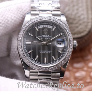 Swiss Rolex Day Date Replica 228349 White Gold strap 40MM - WatchesReplica.is