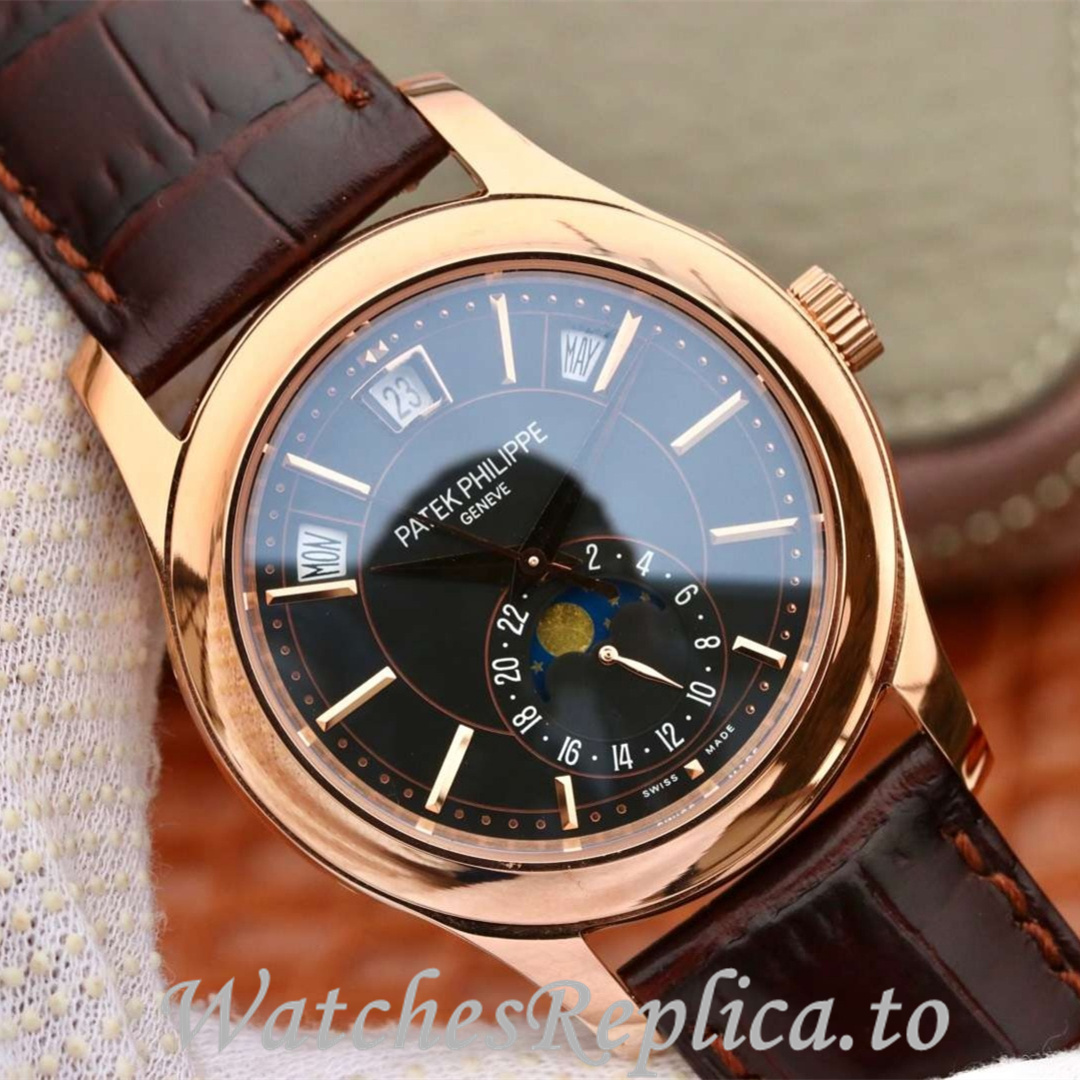 Patek Philippe Replica Complications 5205G Leather strap 40MM - WatchesReplica.is