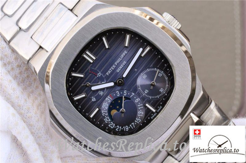 Swiss Patek Philippe Nautilus Moonphas Replica 5712/1A-001 Stainless Steel Bezel 40MM - WatchesReplica.is