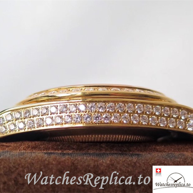 Swiss Rolex Day Date Replica Yellow Gold strap 40MM - WatchesReplica.is