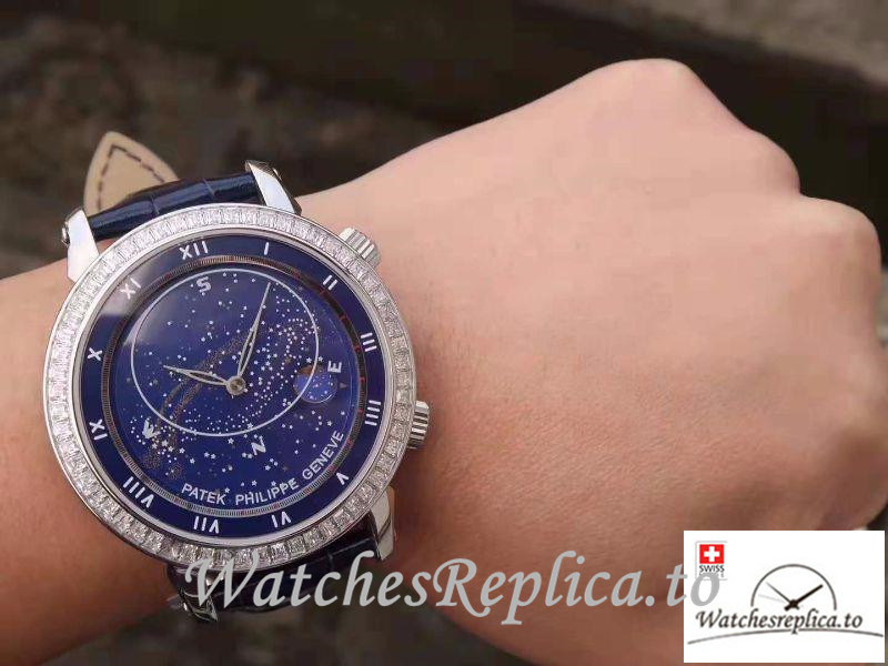 Swiss Patek Philippe Grand Complications Sky Moon Celestial Replica 5102G 001 Black Strap 43MM - WatchesReplica.is
