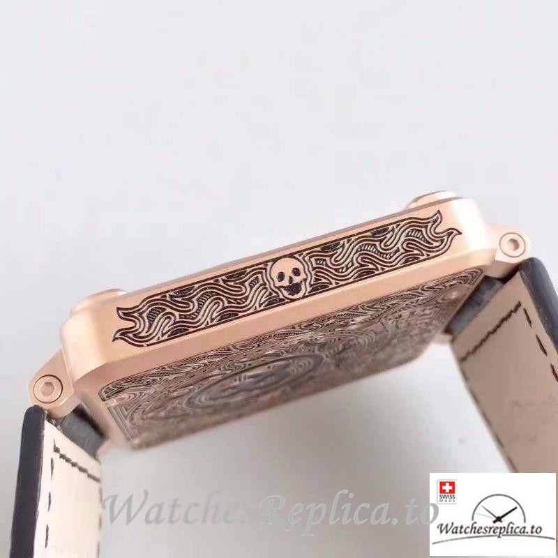 Swiss Bell & Ross Replica BR 01 Black Strap 46MM - WatchesReplica.is