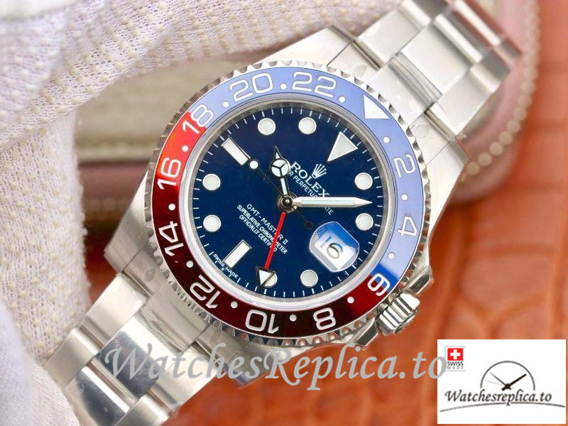 Swiss Rolex GMT-Master II Replica 126710BLRO 001 Silver Strap 40MM - WatchesReplica.is