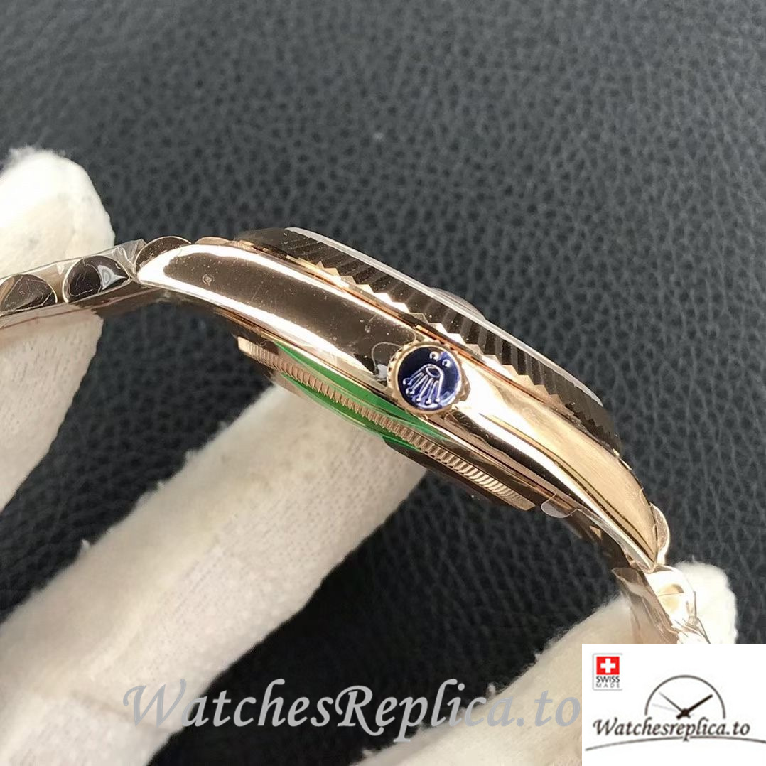 Swiss Rolex Day Date Replica 218399 Rose Gold strap 40MM - WatchesReplica.is