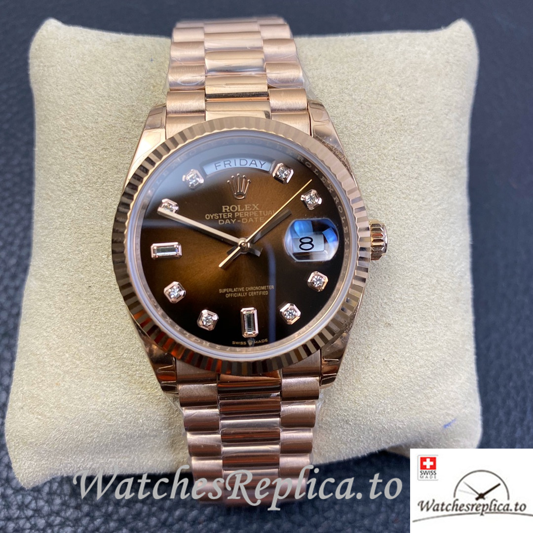 Swiss Rolex Datejust Replica 126233 Rose Gold strap 36MM - WatchesReplica.is