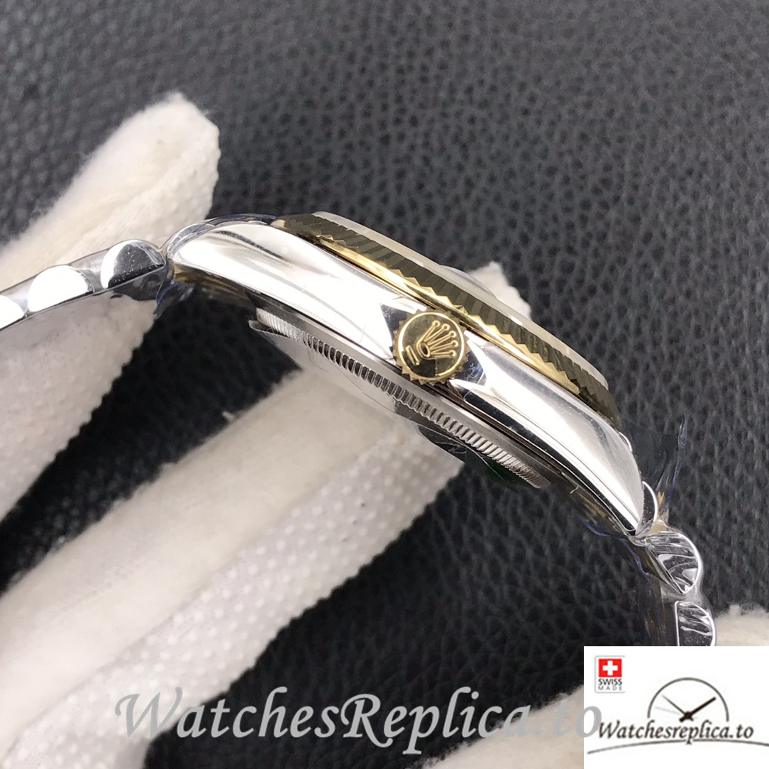 Swiss Rolex Datejust Replica Stainless steel strap 36MM Yellow Gold Green Dial - WatchesReplica.is