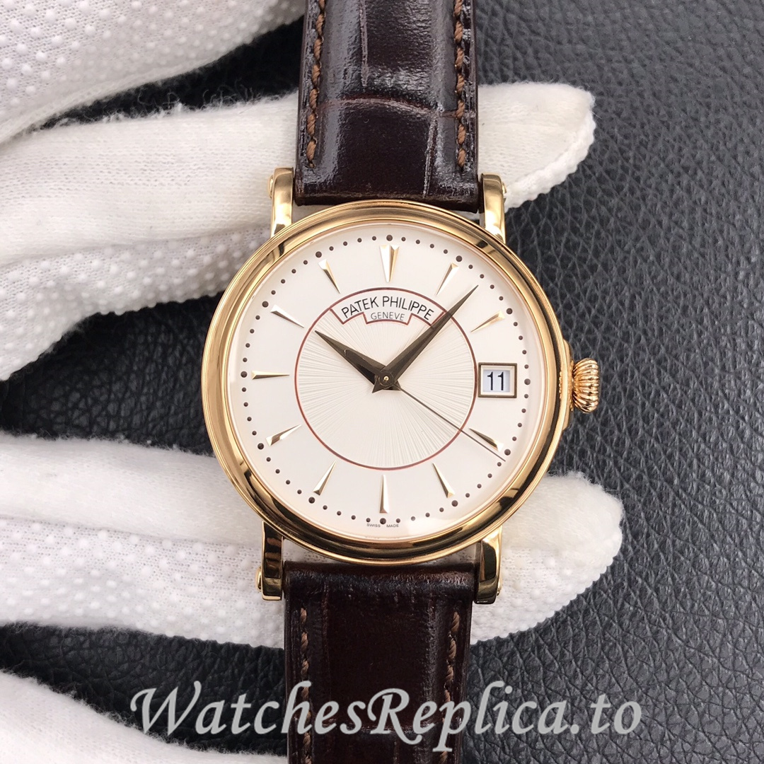 Patek Philippe Replica Calatrava 5153 Leather strap 38MM - WatchesReplica.is