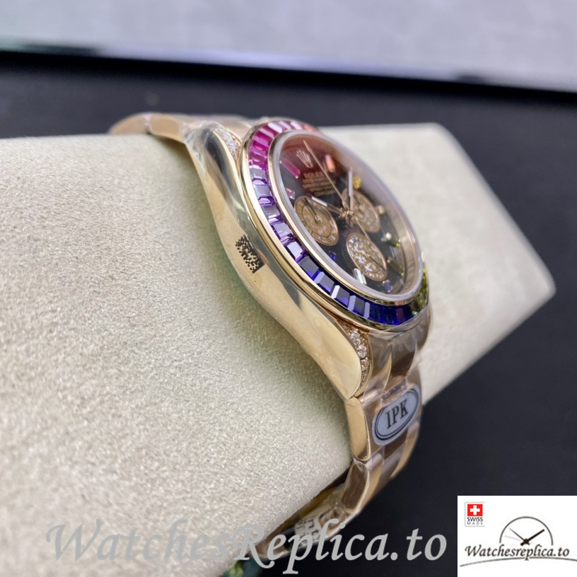 Swiss Rolex Daytona 116598RBOW Replica Rose Gold strap 40MM - WatchesReplica.is