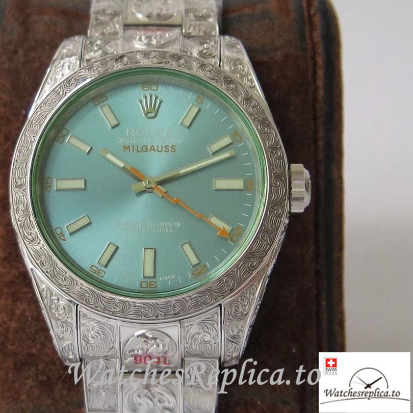 Swiss Rolex Milgauss Replica Stainless steel strap 40MM - WatchesReplica.is