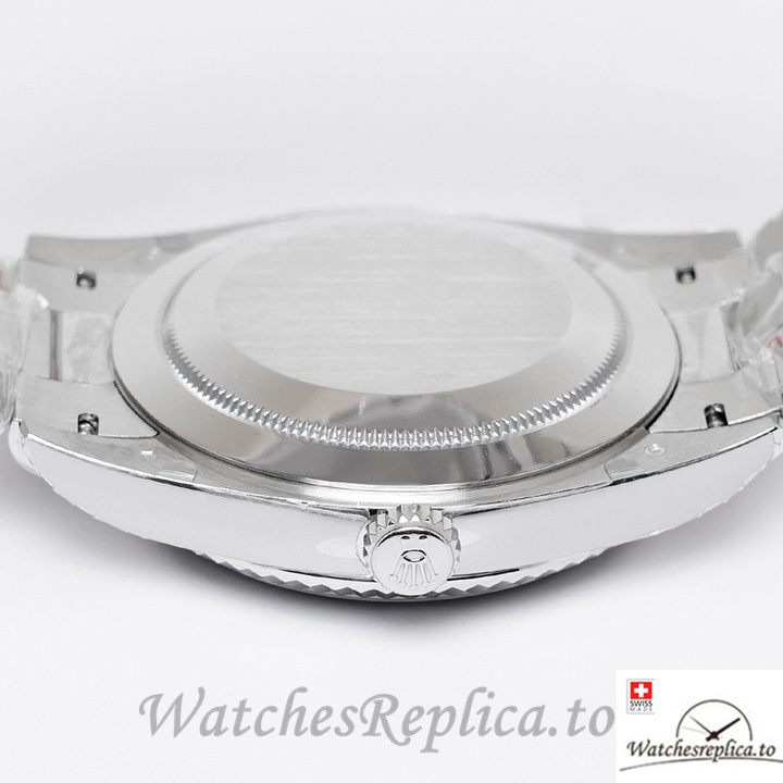 Swiss Rolex Day Date Replica Stainless steel strap 40MM White Dial Diamonds Marks - WatchesReplica.is