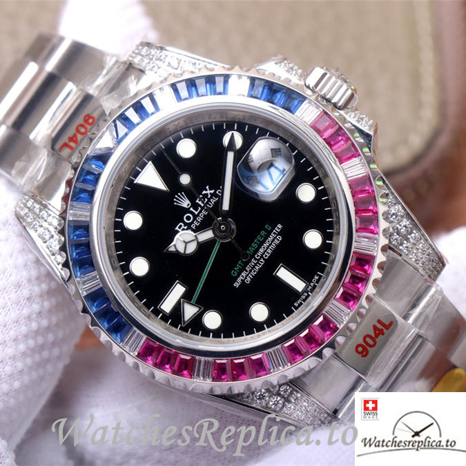 Swiss Rolex GMT-Master Replica Stainless steel strap 40MM - WatchesReplica.is