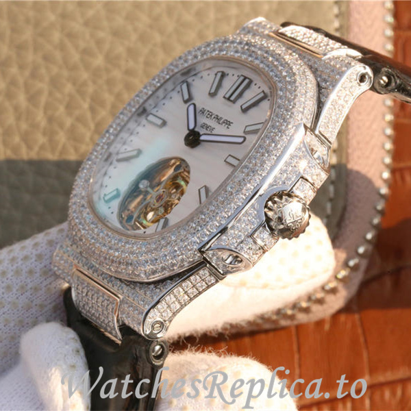 Patek Philippe Replica Nautilus Leather strap 40MM - WatchesReplica.is