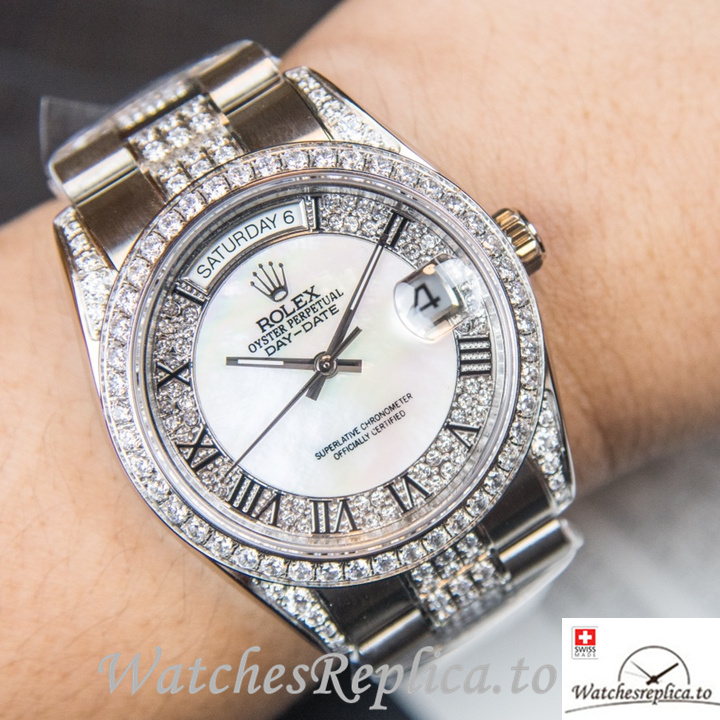 Swiss Rolex Day Date Replica Stainless steel strap 40MM - WatchesReplica.is