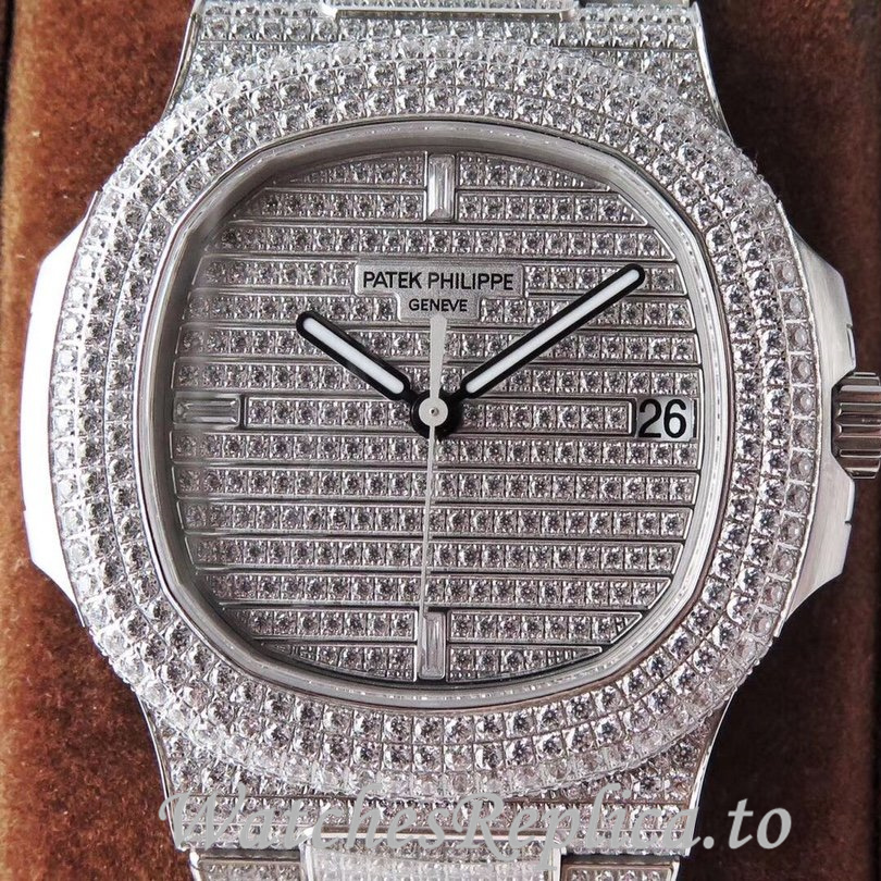 Patek Philippe Replica Nautilus 5719 White Gold strap 40MM - WatchesReplica.is