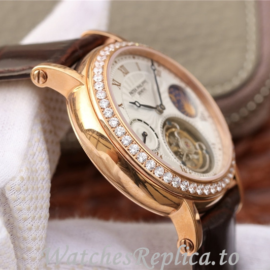 Patek Philippe Replica Complications Leather strap 42MM - WatchesReplica.is