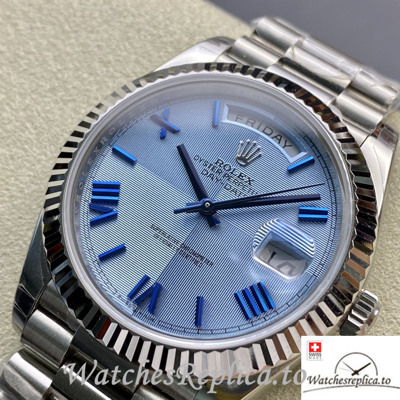 Swiss Rolex Day Date Replica 126331 Stainless steel strap 40MM Blue Dial - WatchesReplica.is