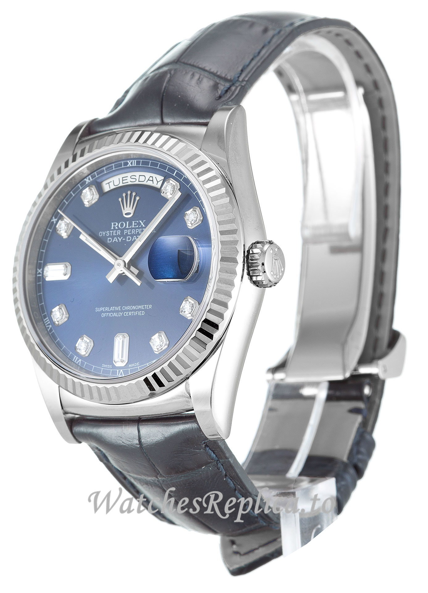 Rolex Day-Date Blue Diamond Dial 118139 - WatchesReplica.is