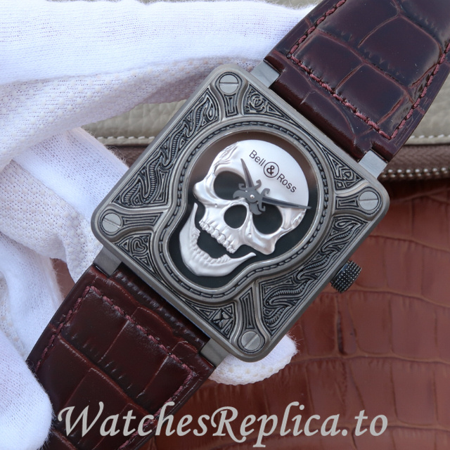 Bell Ross Replica Aviation BR01 Leather strap 46MM - WatchesReplica.is