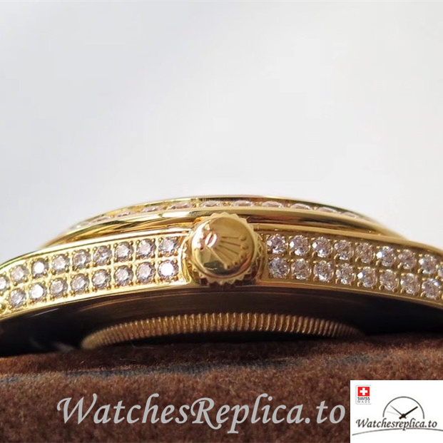 Swiss Rolex Day Date Replica Yellow Gold strap 40MM - WatchesReplica.is