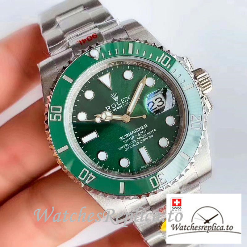 Swiss Rolex Submariner Replica 116610LV Green Bezel 40MM - WatchesReplica.is