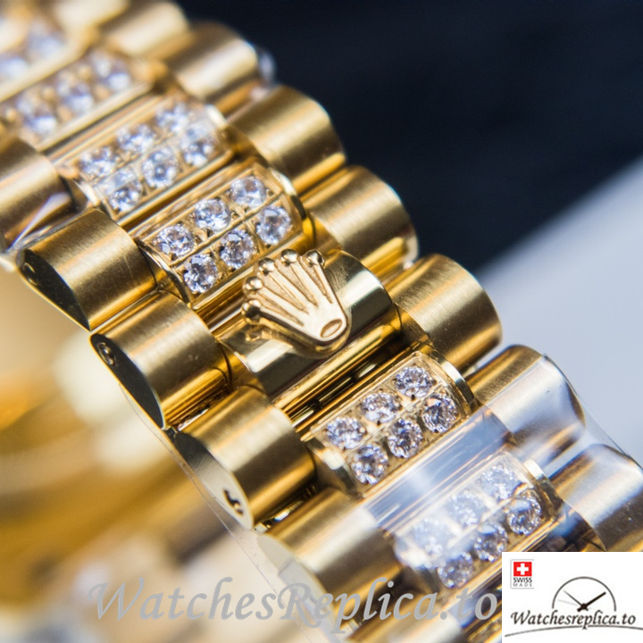 Swiss Rolex Day Date Replica Yellow Gold strap 40MM - WatchesReplica.is