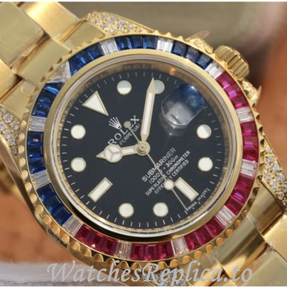 Swiss Rolex Submariner Replica 116610 Yellow Gold strap 40MM - WatchesReplica.is