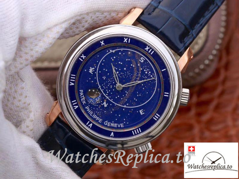 Swiss Patek Philippe Grand Complications Sky Moon Celestial Rose Gold Replica 5102PR-001 Black Strap - WatchesReplica.is