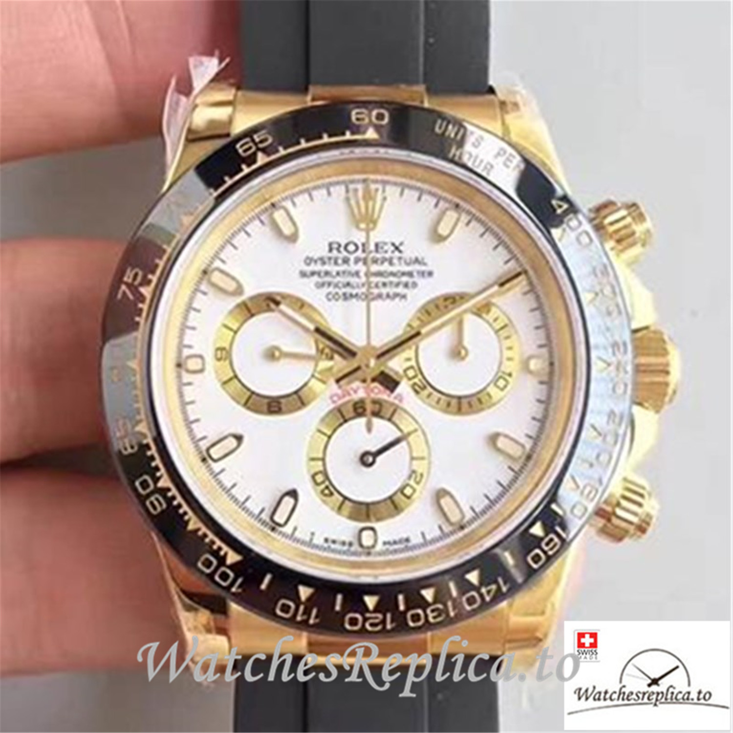 Swiss Rolex Daytona Cosmograph Replica 116518LN Rubber Strap 40MM - WatchesReplica.is