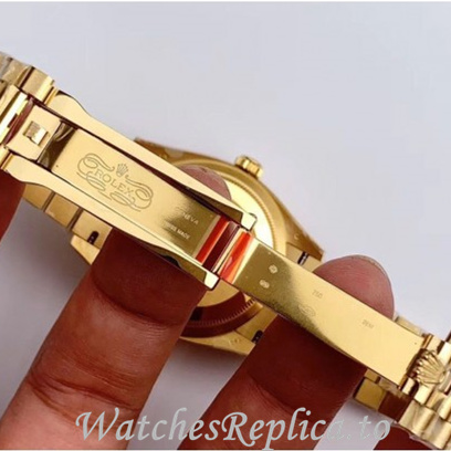 Swiss Rolex Day Date Replica 128238 Yellow Gold strap 36MM - WatchesReplica.is