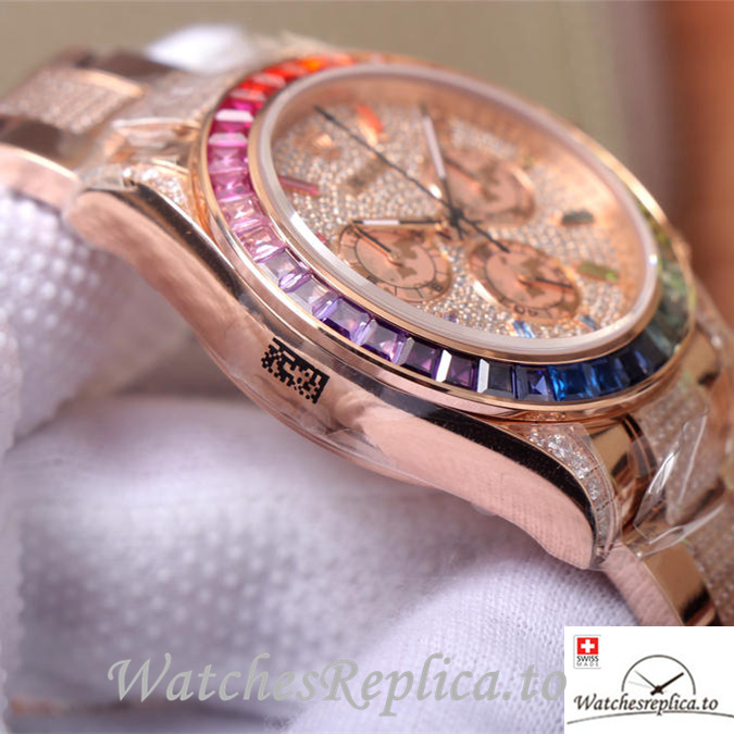Swiss Rolex Daytona Replica 116598RBOW Rose Gold strap 40MM - WatchesReplica.is