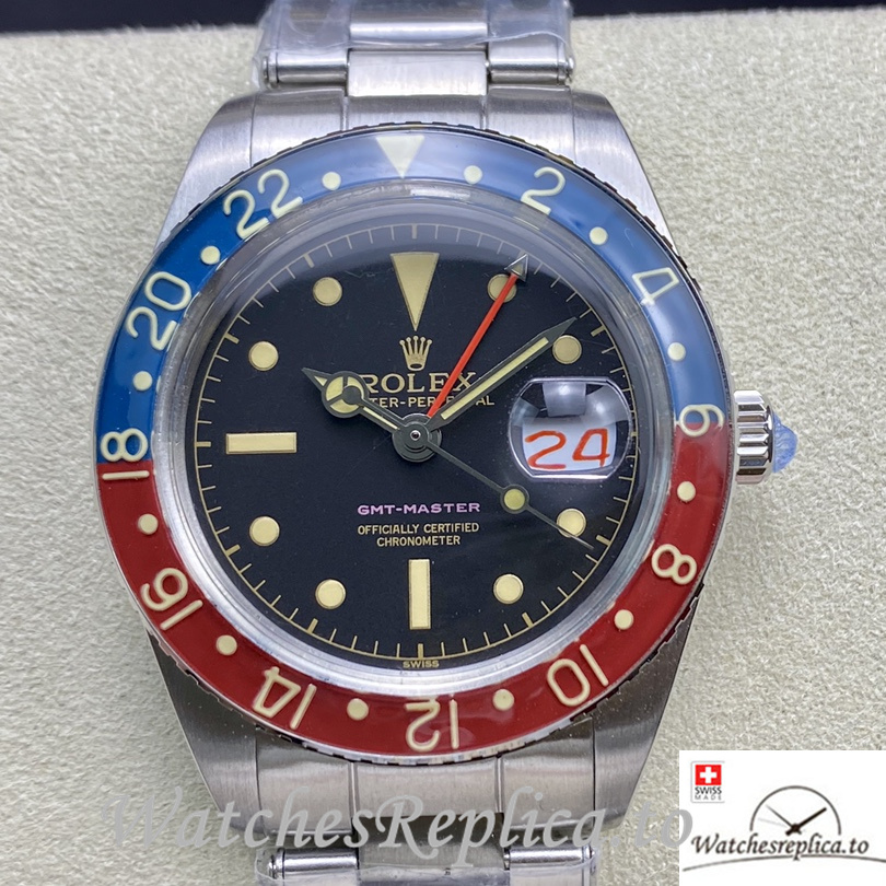 Swiss Rolex GMT Master 16710 Replica Stainless steel strap 40MM - WatchesReplica.is