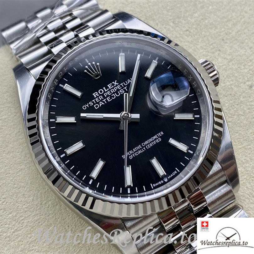 Swiss Rolex Datejust Replica 126234 Stainless steel strap 36MM Black Dial - WatchesReplica.is