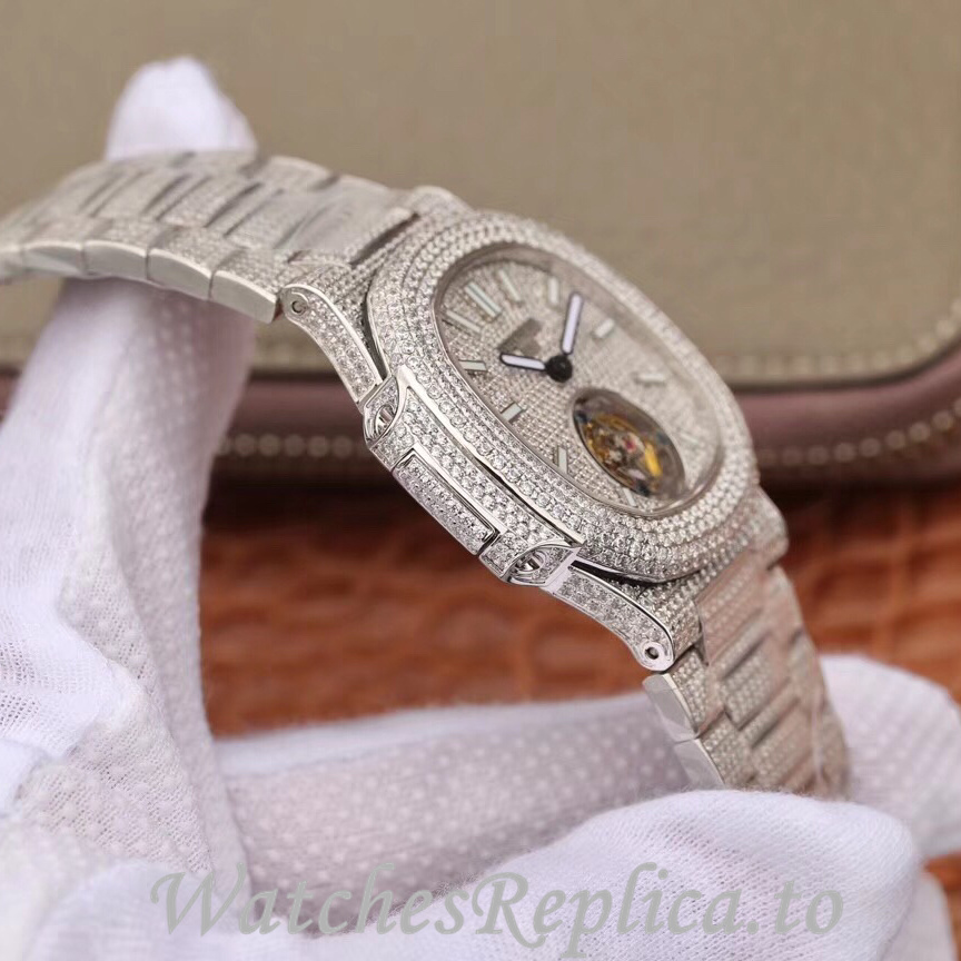Patek Philippe Replica Nautilus White Gold strap 40MM - WatchesReplica.is