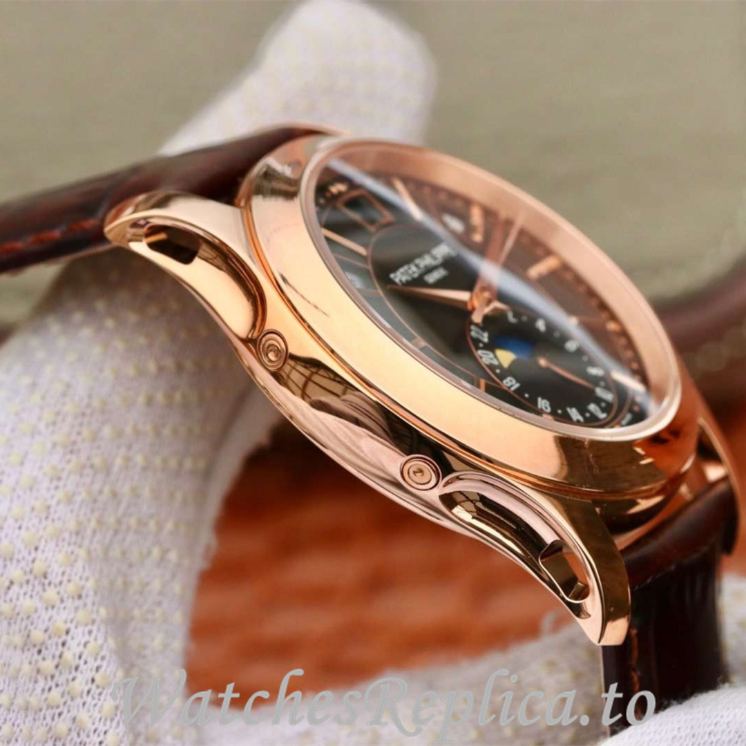 Patek Philippe Replica Complications 5205G Leather strap 40MM - WatchesReplica.is