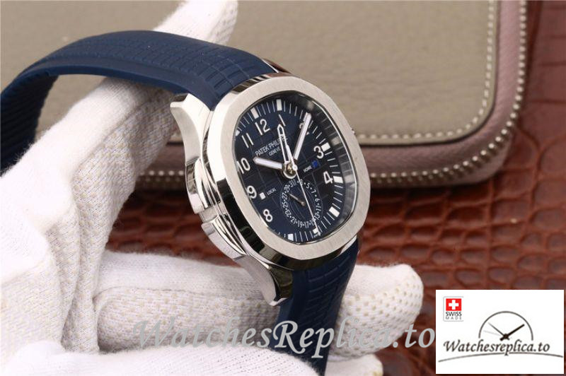 Swiss Patek Philippe Aquanaut Dual Time Replica 5164A-001 Blue Strap 40.8MM - WatchesReplica.is