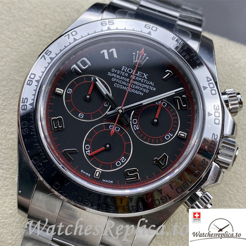 Swiss Rolex Daytona Replica 116509 Stainless steel strap 40MM Black Dial Numbers Marks - WatchesReplica.is
