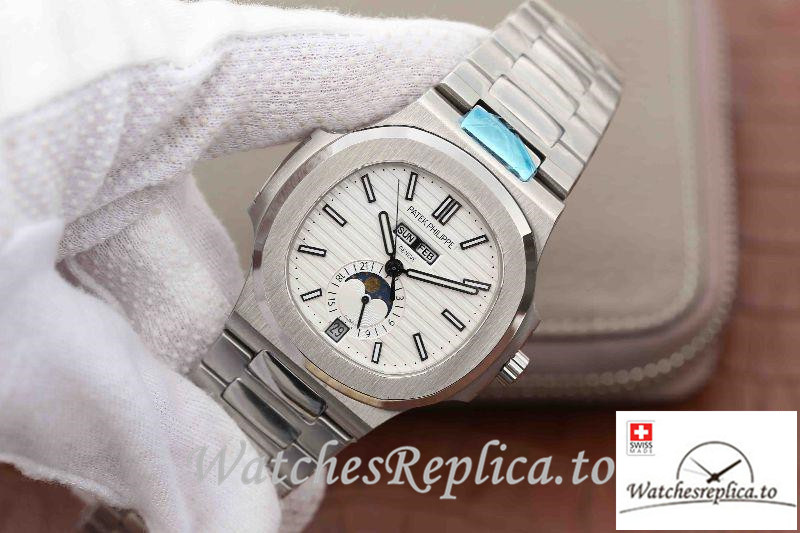 Swiss Patek Philippe Nautilus Annual Calendar Moonpha Replica 5726/1A-010 Stick Markers 40MM - WatchesReplica.is
