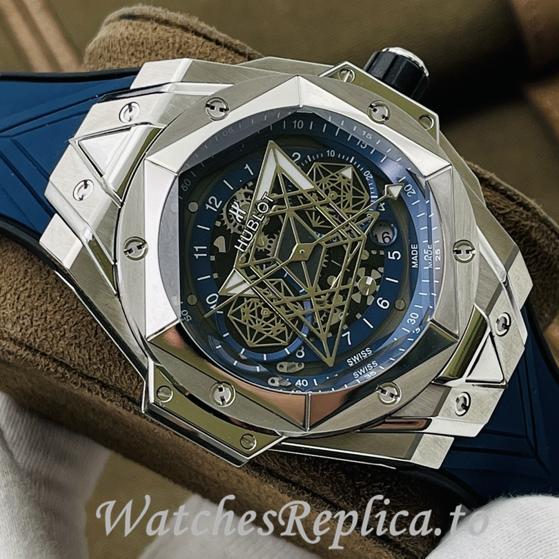 Hublot Replica Big Bang Sang Bleu II Rubber strap 45MM - WatchesReplica.is