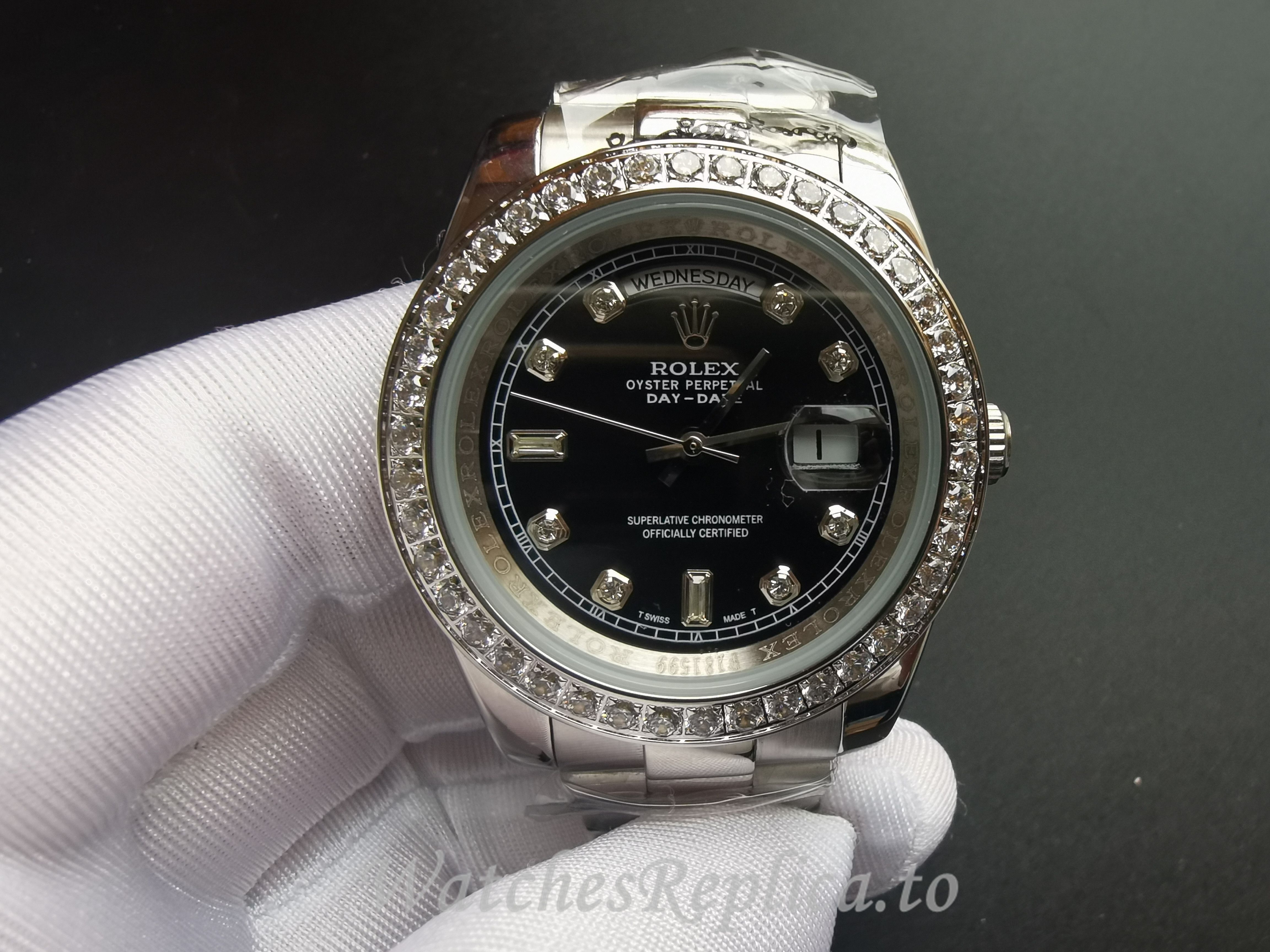 Rolex Replica DayDate White Gold Diamond 228349RBR - WatchesReplica.is