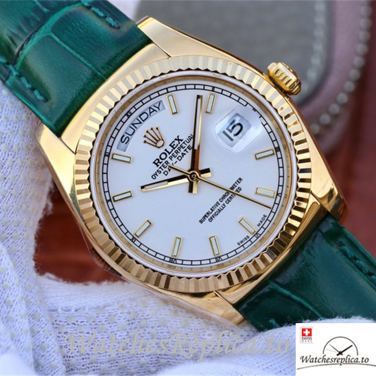 Swiss Rolex Day-Date Replica 118138 Leather strap 36MM - WatchesReplica.is